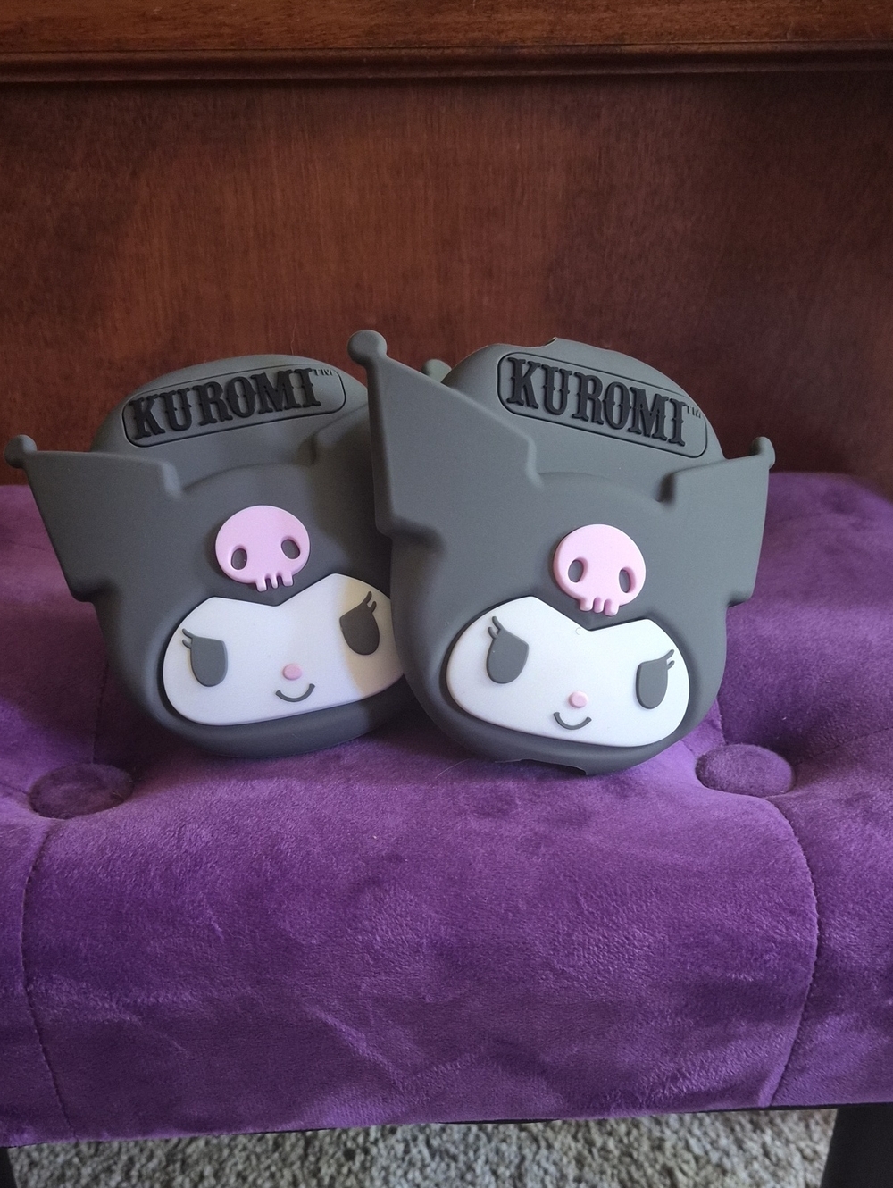 Sanrio Kuromi Gray Silicone Airpod Max Covers with Pink Accents